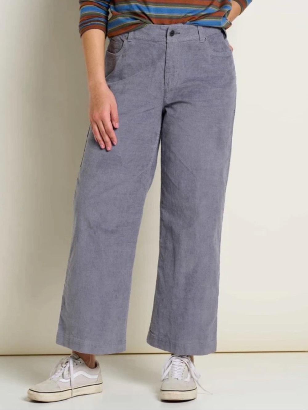 Toad&Co Karuna Corduroy Wide Leg Pants Gray Storm Size 12 Organic Cotton Fall